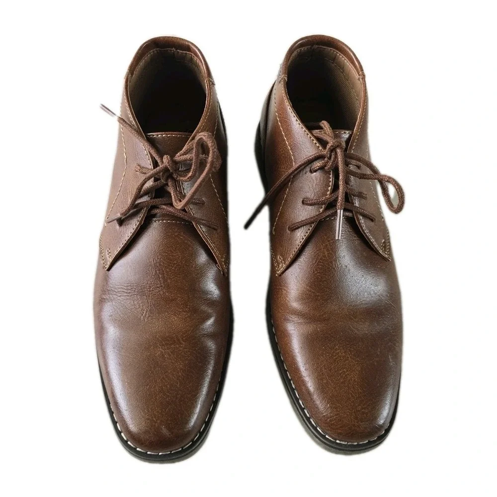 Steve Madden P-SYMIN Men's Short Chukka Boots‎ Cognac Brown Leather SZ 10